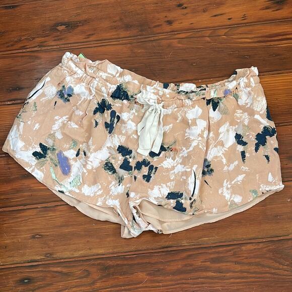 Wilfred Pants - Aritzia Wilfred watercolor floral elastic drawstring waist shorts sz L